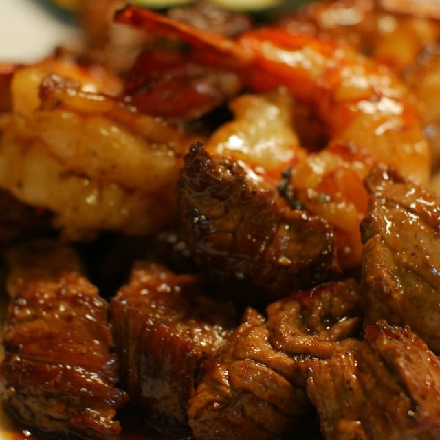 Filet Mignon + Jumbo Shrimp Hibachi.