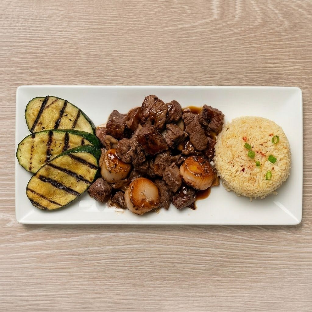 Filet Mignon + Scallop Hibachi.